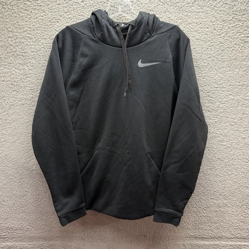 Nike DRI-FIT Hoodie Mens Size Small Black Pullover Thermal Fit Tonal Swoosh Logo